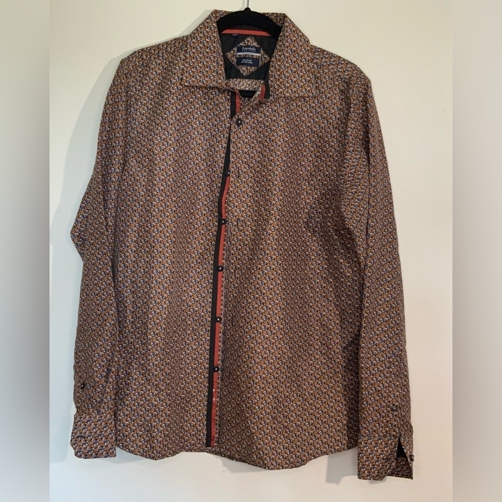 Men’s Pattern Long Sleeve Dress Shirt Large